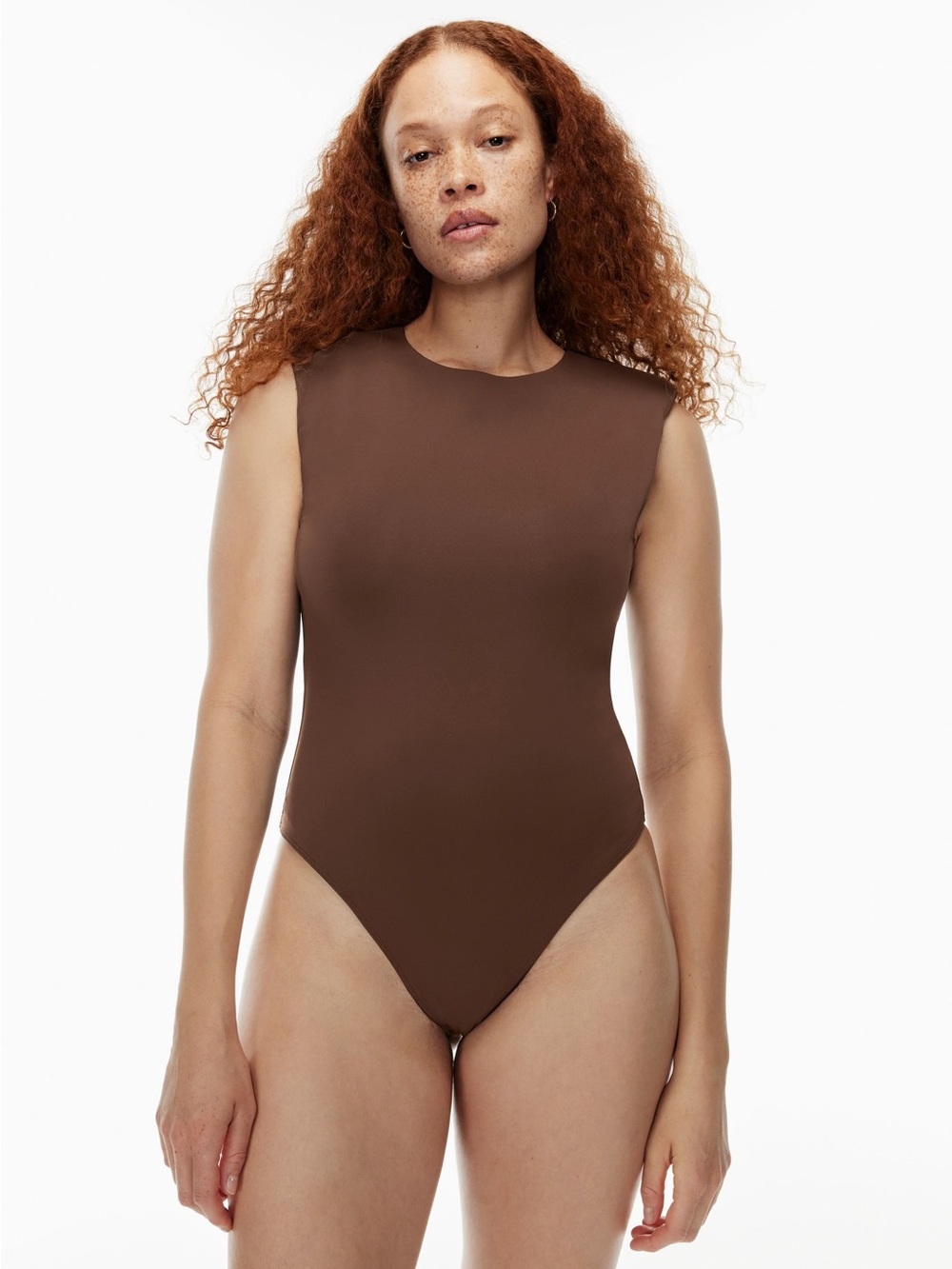 Aritzia Brown Sleeveless Crew-Neck Bodysuit
